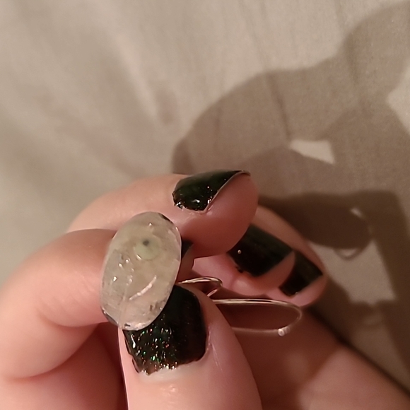 Light pink heart sterling silver drop earrings - Picture 8 of 8